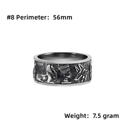 Gothic Suit Thug Ring Horus Anubis Anka Scarab Ring Exquisite Processing 925 Sterling Silver Egyptian Gods Ring for Men