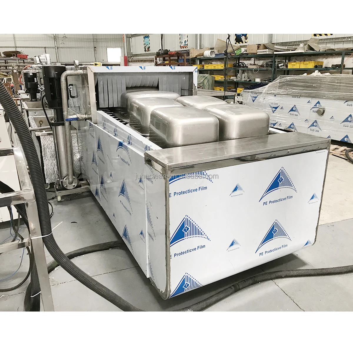 deep drawing lubricating grease in stainless steel barrels cleaning Conveyor water pump spray degreasjng machine parts washers