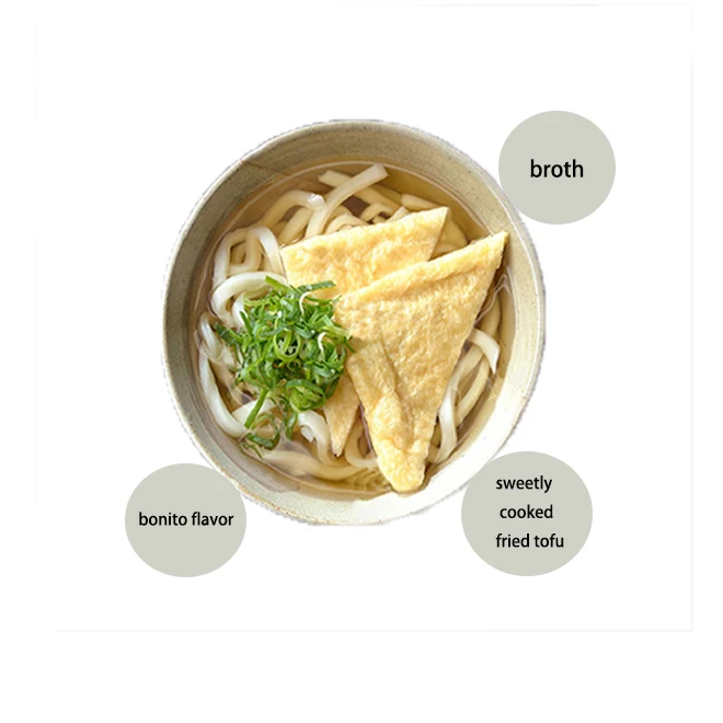 Japanese noodle instant food production with the fried tofu is cooked sweetly