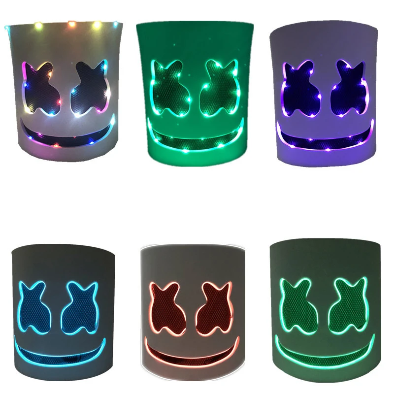 New Design Halloween Marshmallow LED Light Face Mask Full Head EVA Music Festival Funny Masks