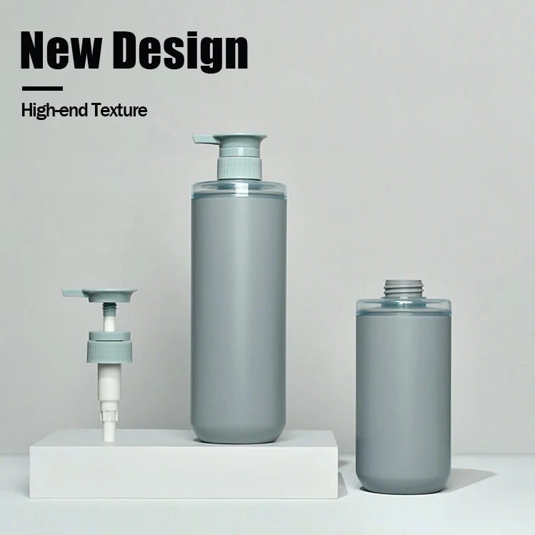 Best Selling Shower Gel Bottle 500ml 750 ml Matte Blue Shampoo Bathroom Lotion Pump Bottle Plastic Set For Men