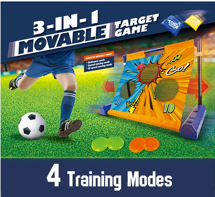 Huiye 3-In-1 Movable Target Toss Game Football Kids Indoor Outdoor Exercise Sport Toys For Boys Birthday Christmas Party Gifts
