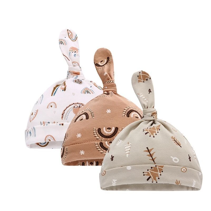 Мягкие милые вязаные детские шапки-бини из хлопка для малышей