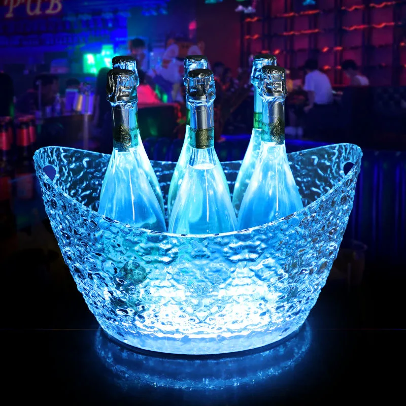 Bar KTV Led Ice Bucket Plastic Clear Beverage Tub Large Capacity Wine Buckets