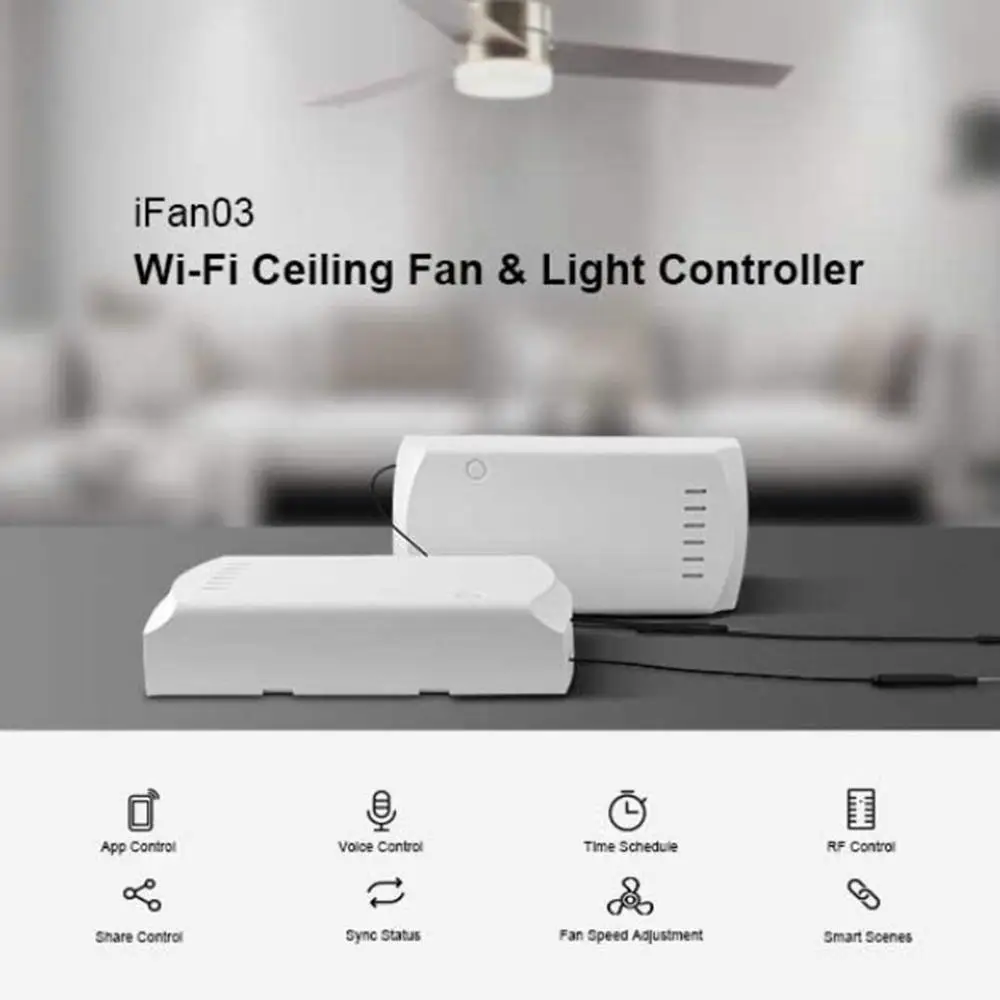 SONOFF iFAN03 RF Remote Controlled Fan Switch RM433 Remote Speed Adjustable Smart Fan WiFi Switches