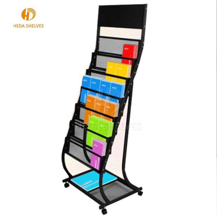 Office furniture 4 tier steel iron free floor standing newspaper rack