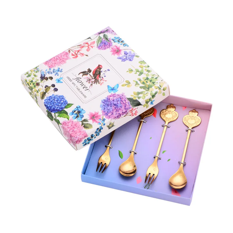Wholesale Custom  Loving Crown Spoon For Western Food Ice cream fork cake spoon