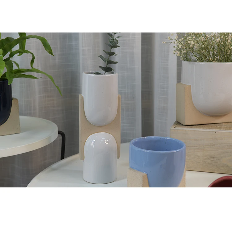 Wholesale low MOQ custom sizes cup shaped plants pots small ceramics flower pot for indoor plants large