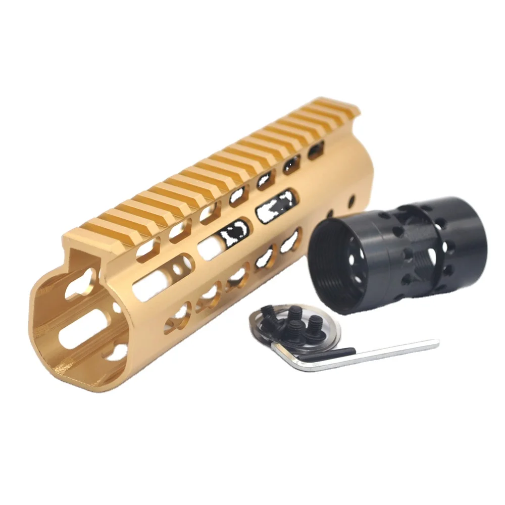 
Aplus Luxury Gold golden NSR 7 Inch Free Float KeyMod AR15 Handguard AR-15 Picatinny key mod Rail Mounted with Steel Barrel Nut 