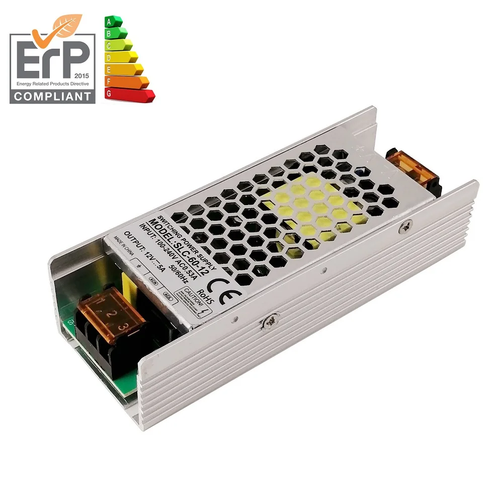 12V 24V LED Driver 60W 5A 2.5A LED Strip Module Power Supply Compliance with ECODESIGN ErP Directive 2009 / 125 / EU