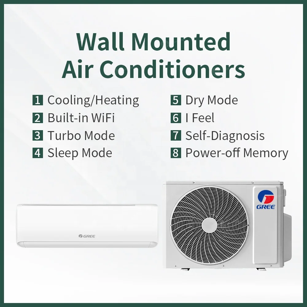 Gree EU US Smart Air Conditioner Wall-mounted Ductless Inverter 9000Btu 12000Btu Gree Mini Split Air Conditioners for Home