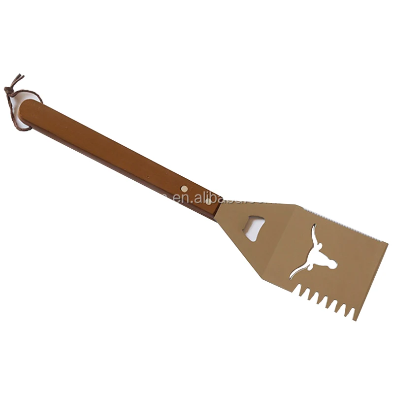 China Factory Custom Wholesale bbq Kitchen stainless steel spatula With Wooden Handle