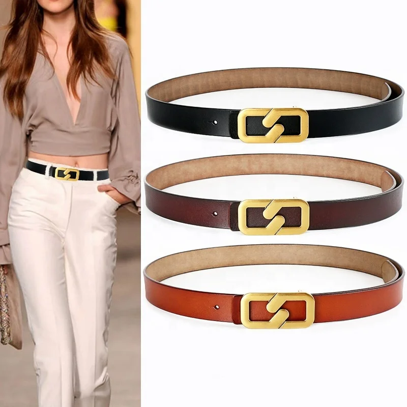 2023 new design sense leather belt ladies jeans suit accessories belt
