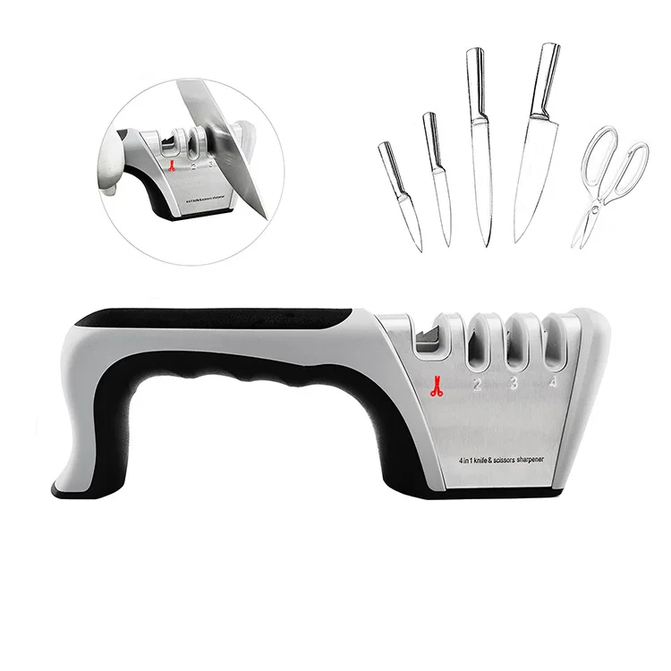 
 4 в 1 Нескользящая Мульти-инструмент ручная умная кухонная точилка для ножей ножниц для всех размеров ножей  