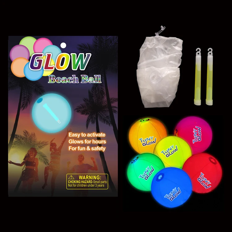 
24 Inch Inflatable Beach Ball with two 6 Inch Glow Sticks White 
