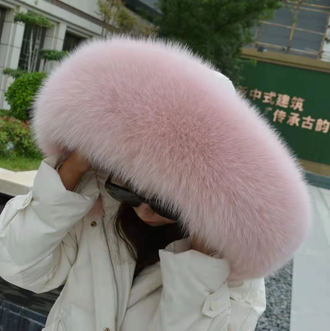 2021  winter  Real  big  fox   fur  collar      Parka  fox  Real   fur  collar       detachable  collar