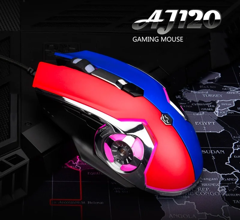  Ajazz AJ120 эргономичная Проводная игровая мышь RGB с подсветкой 6-клавишной программируемой и боковой кнопкой шкива для PUBG