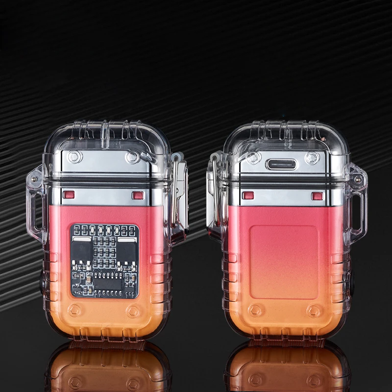 Outdoor Waterproof Rechargeable Plasma Dual Arc Lighter with LED Battery Display Camping Stove Fire Lighter with Flashlight