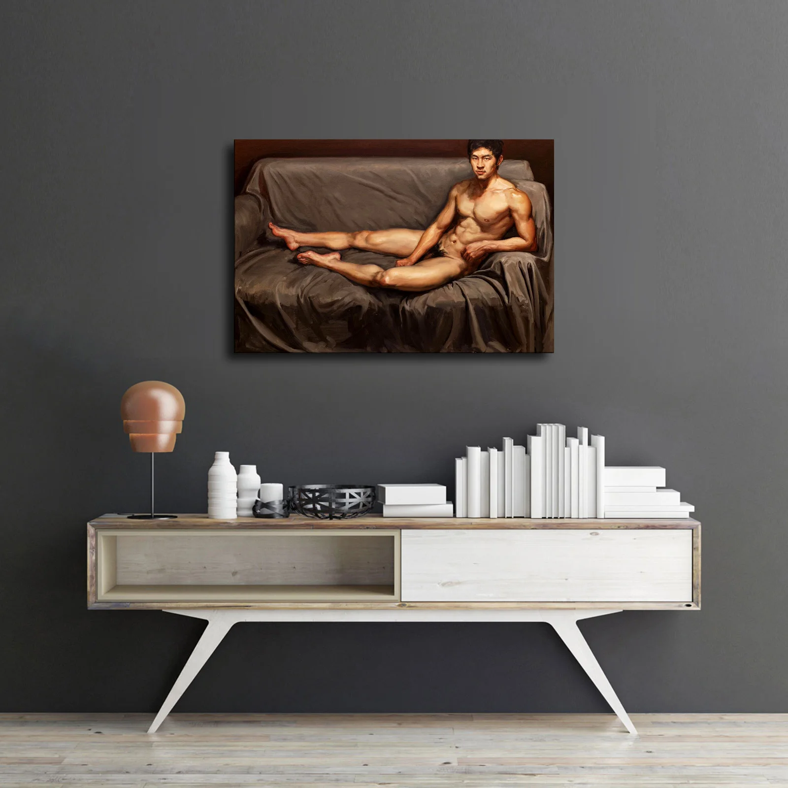 Hand Custom Poster Art Male Nude Oil Men Portrait Painting