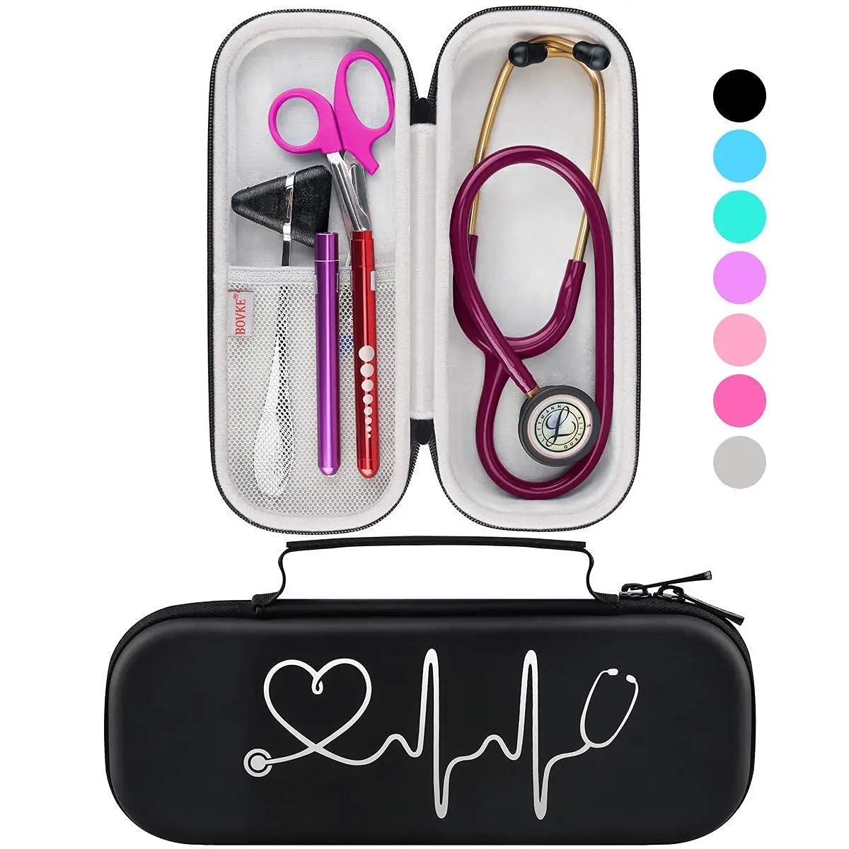 Travel Carrying Case Eva Nurse School Kit Set Compatible with Classic III,MDF Deluxe Stethoscopes with LED Penlight