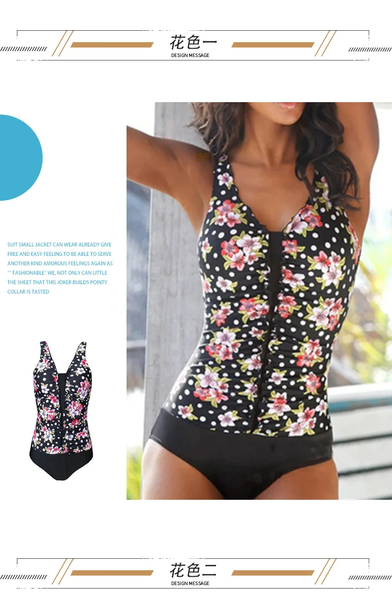 High Waist Sexy Women Swim Wear One Piece Swimsuit Power Flower Swimwear