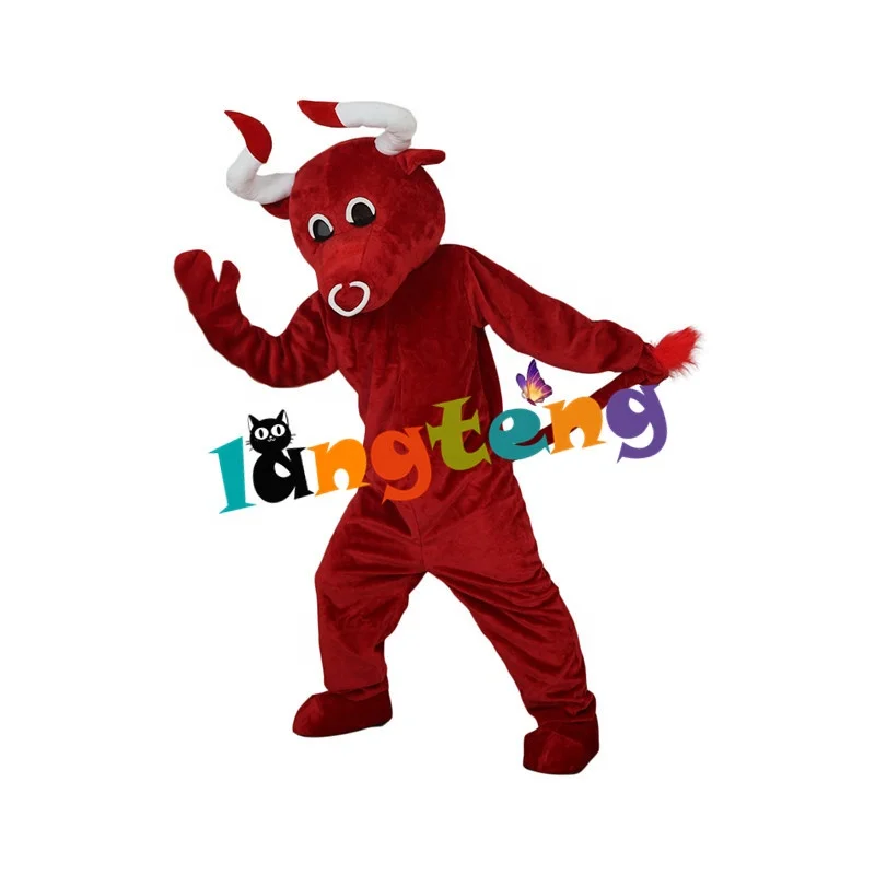 848 Cartoon Halloween Party Christmas Adult Cosplay Red Cow Bull Bison Mascot Costumes