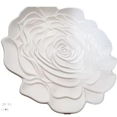 Wholesale New design white rose flower shape ceramic wedding charger plate