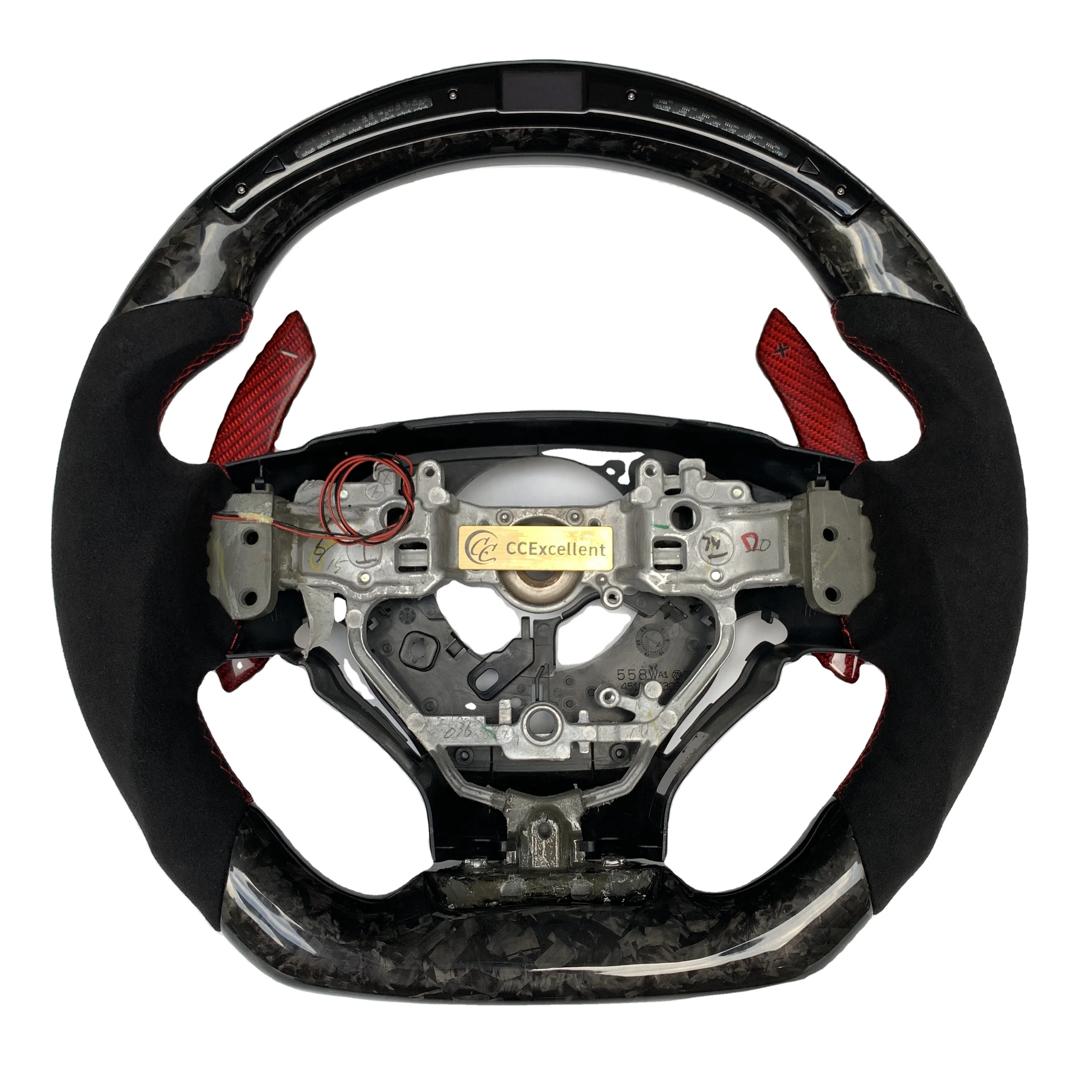 CCExcellent customized carbon fiber steering wheel with LED for Lexus IS RCF 2014+  with alcantara leather and paddle shifters