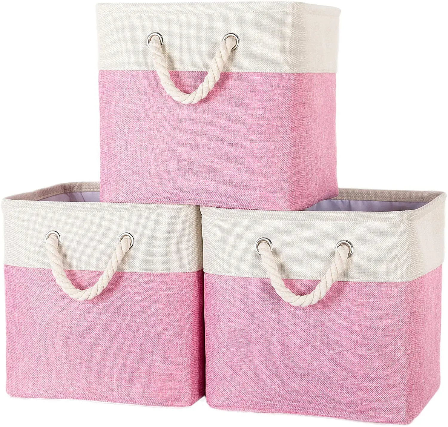 
Linen Cotton Fabric Foldable Storage Cubes Bins for Shelf Closet Cabinet 