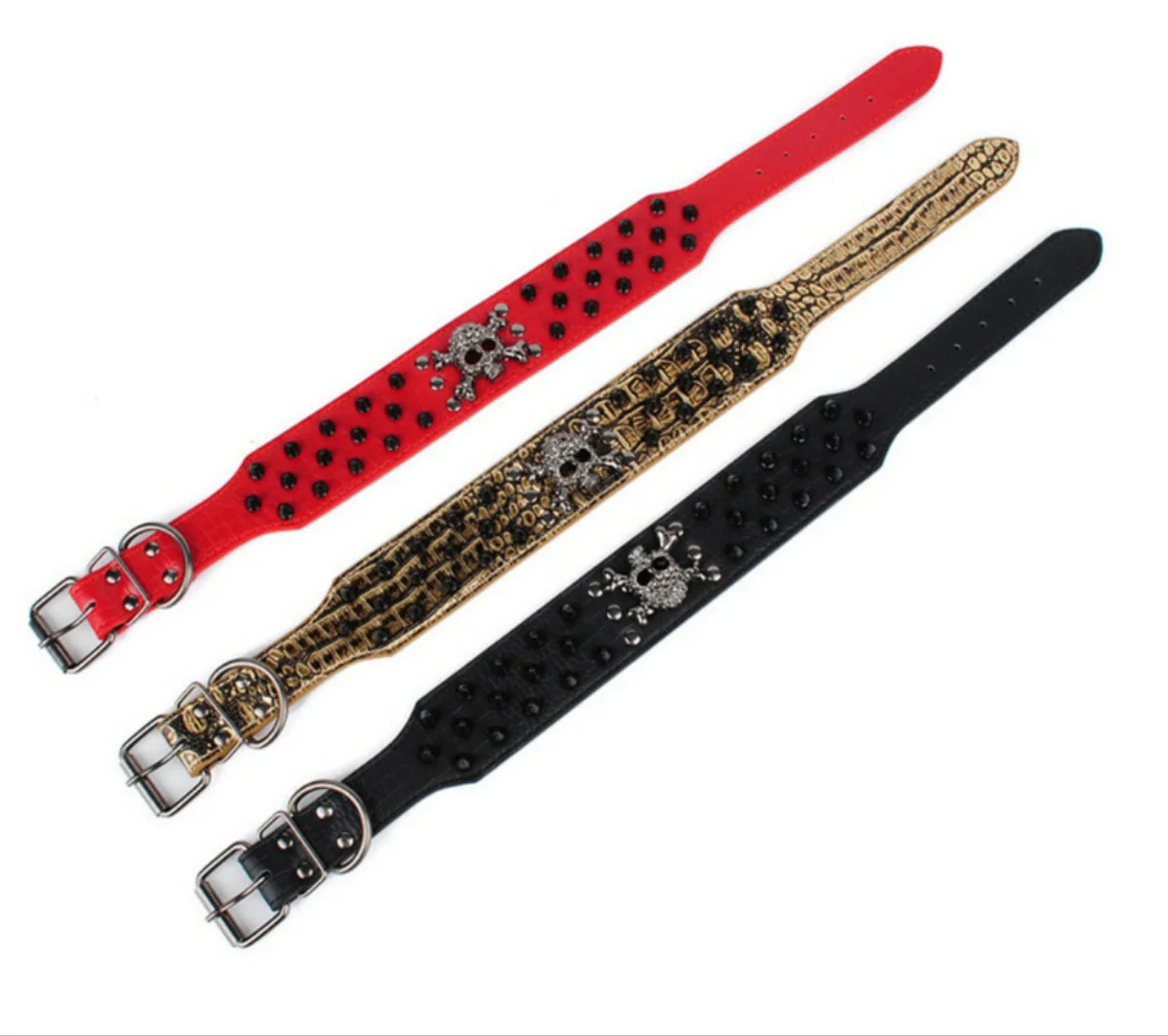 Black Rivet Pet Collar PU Dog Chain  Halloween Dog Collar  for Medium Large Pet