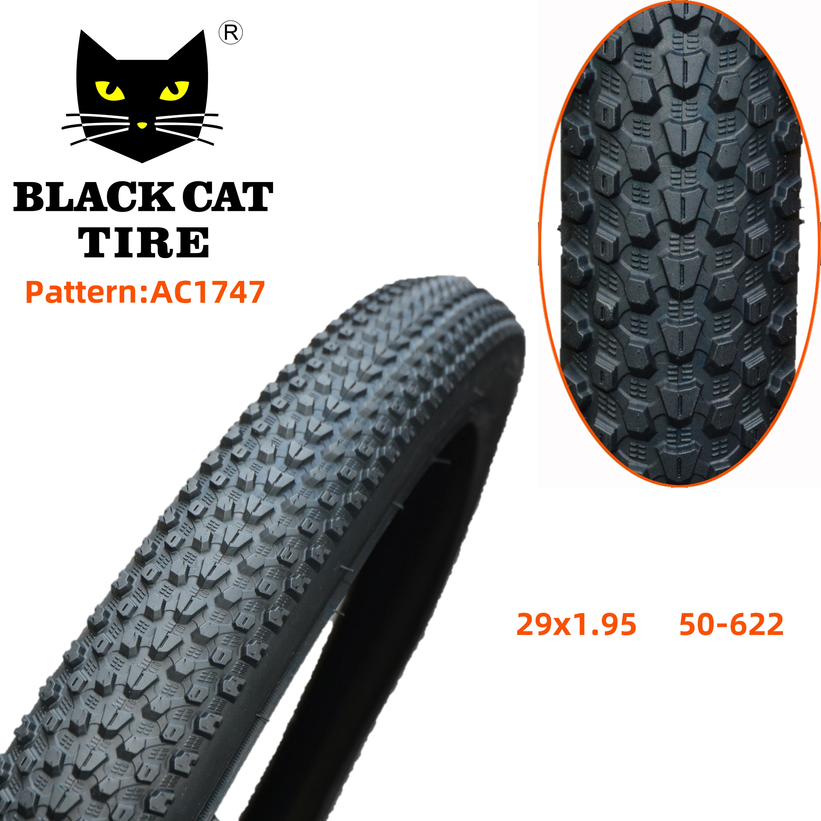 Оптовая продажа, велосипедная шина black cat MTB 29x1,95 AC1747, Высококачественная резиновая велосипедная шина