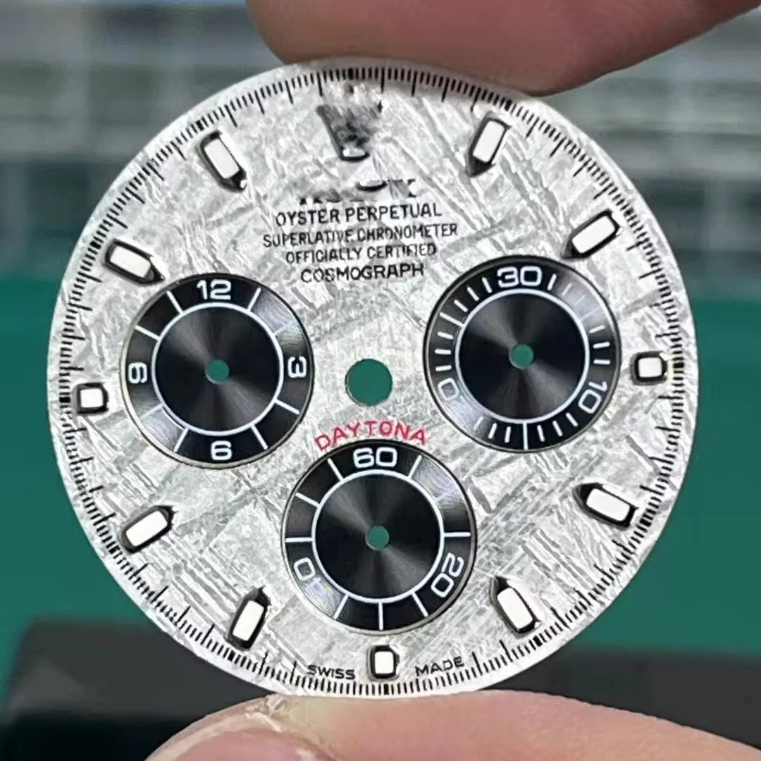 Natural Meteorite Dial Top Watch Dial For RLX PP Day-tona , Fit 4130 Movement, Aftermarket Watch Replacement