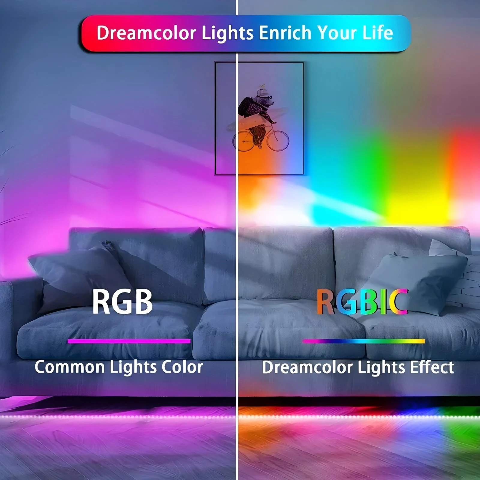 DIY  RGB Smart Splicing Glide Wall Lighting Music Sync Bar Home Decor LED Light 9 Segmen for Gaming Streaming Smart Home Lights