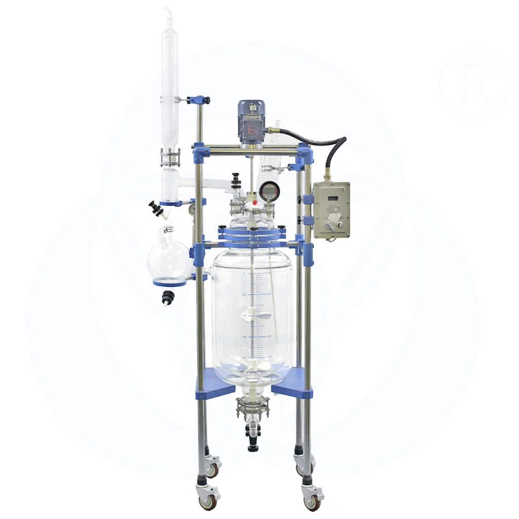 1L~5L Laboratory Chemical Reactor Jacketed Double Layer Glass Stirred Tank Reactor