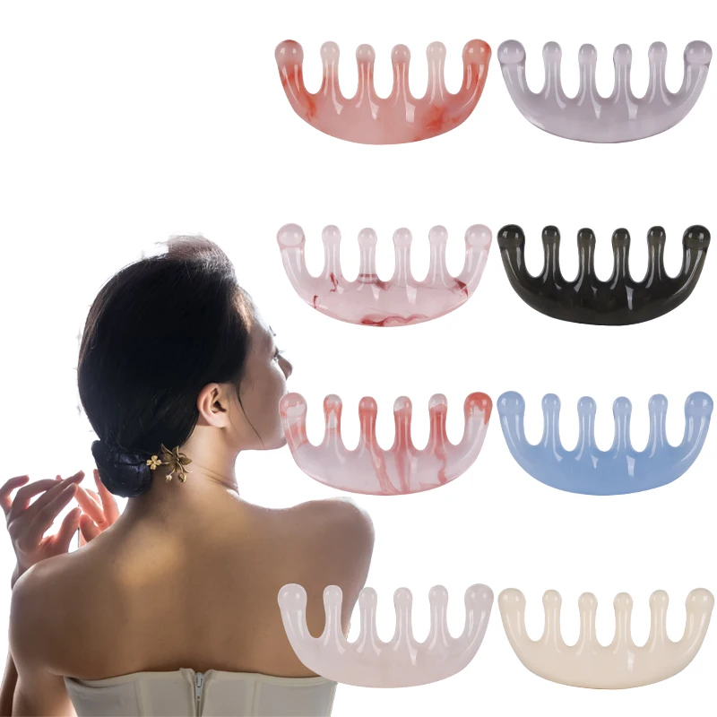 Resin Gua Sha Comb Multi-color Massage Comb Relaxing Head Care Products Scalp Deep Tissue Point Massager Gua Sha Treatment Tool