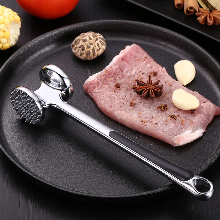 
Amazon Hot Selling Creative Kitchen Gadget Food Grade Durable Dual-Sided Stainless Steel Meat Tenderizer Hammer for Cooking 