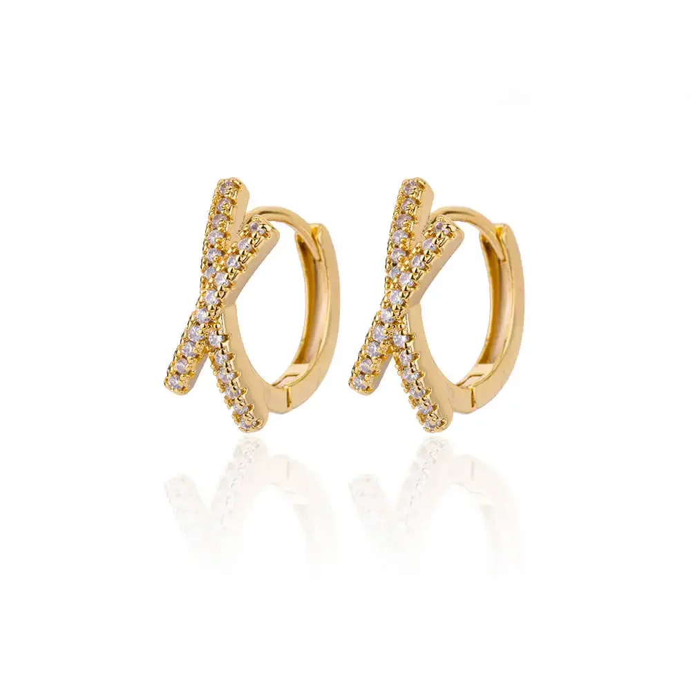 Fashion Golden Jewelry Hypoallergenic Colorful Cubic Zirconia 18k Gold Plated Small Hoop Earrings For Women
