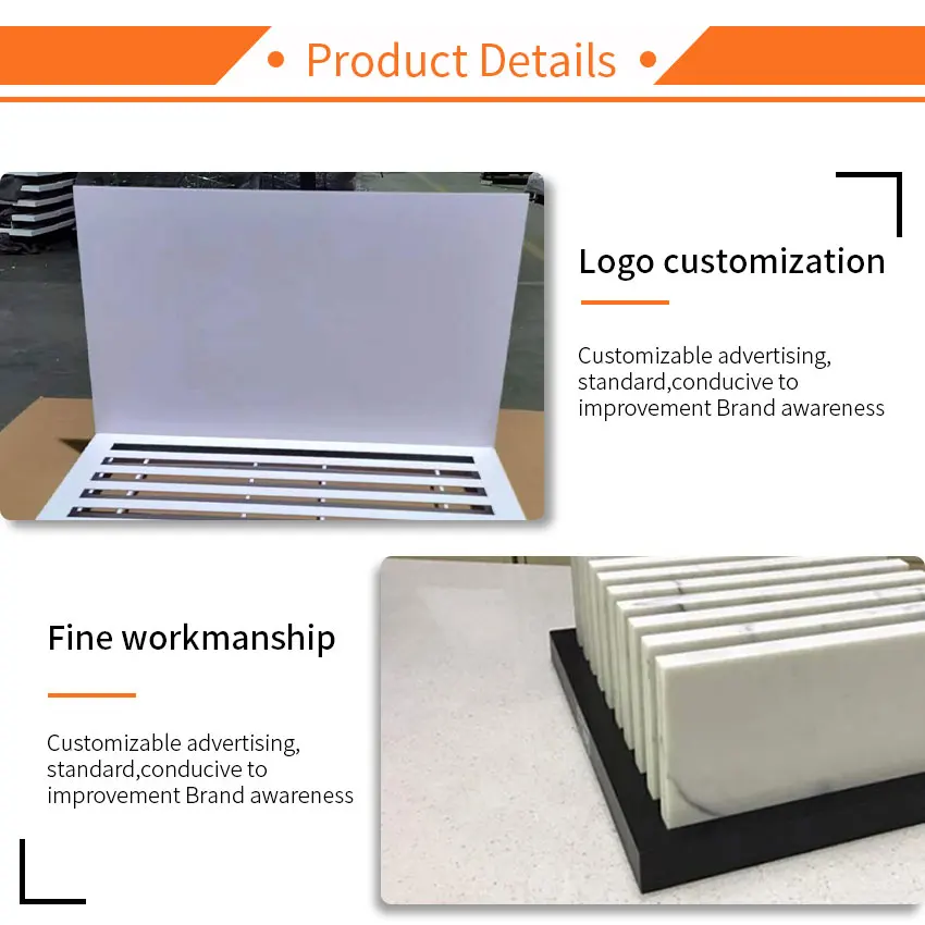 Hot selling stone quartz counter stand marble tabletop display stand sintered stone for countertop stone display stand