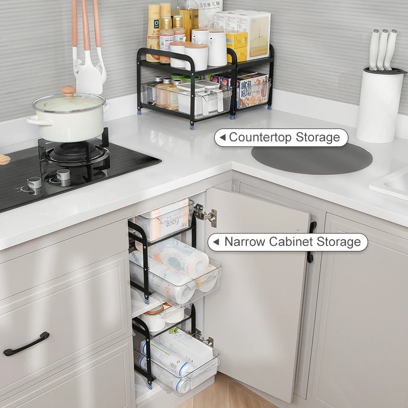 Cabinet drawer shelf kitchen collection basket layered seasoning dishes dishes under the sink drawable storage box
