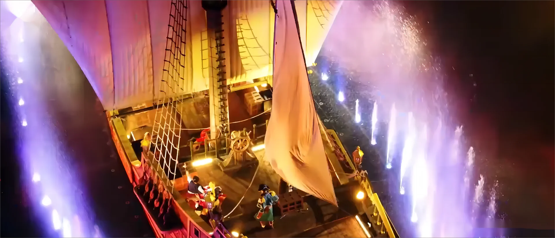 Vietnam boat fountain with water movie screen