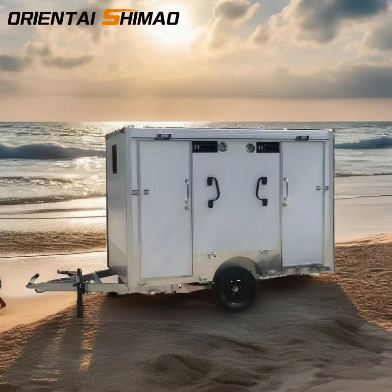 Outdoor Portable Toilet Cart Public Party Mobile Washing Basin Restroom Luxury 2 Stall Mobile Toilet Trailer