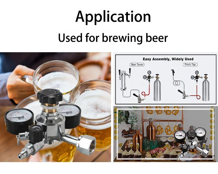 Homebrew CO2 Двойной манометр регулятор W21.8 редуктор давления сварочный Регулятор 0 ~ 3000PSI / 60PSI