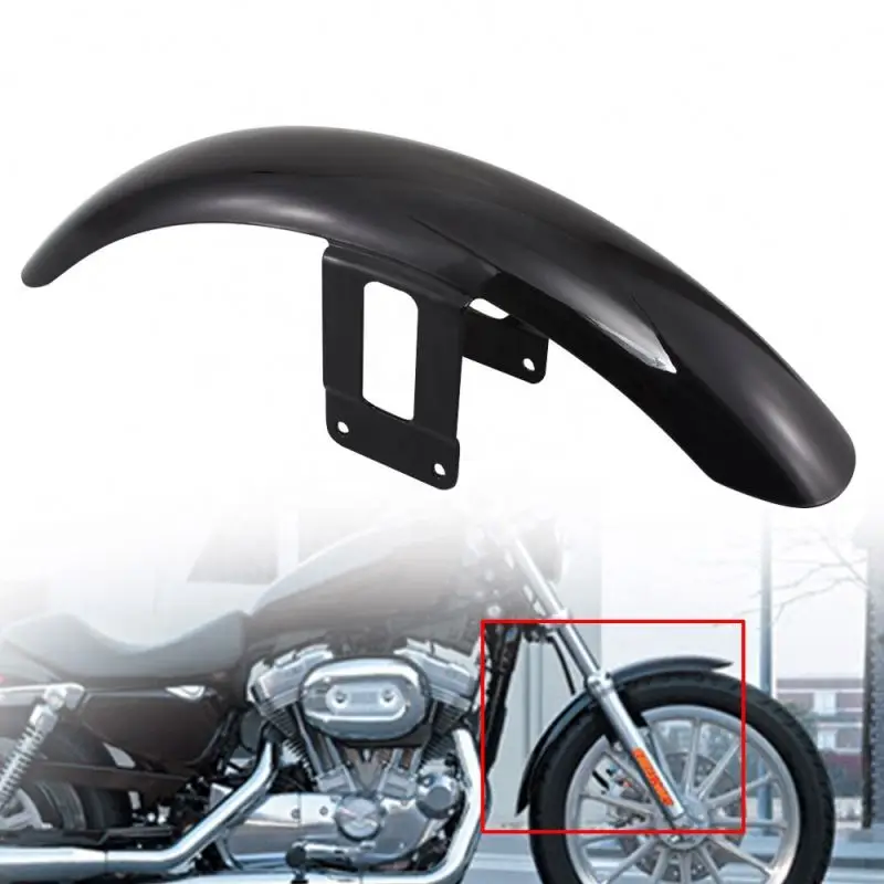 
Брызговик для мотоцикла Cafe racer, черный глянцевый передний брызговик 22 дюйма, брызговик для Harley Sportster Iron XL 883 1200 48 72 