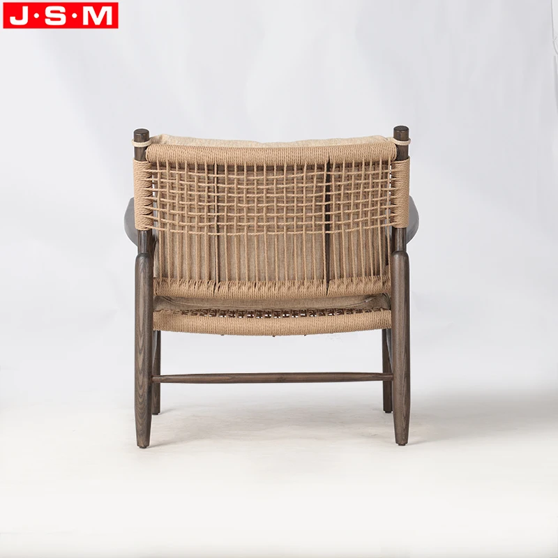 Modern Living Room Furniture Ash Wood Chair Paper String Woven Back Seat Solid Wood Armrest Reading Chair For Home