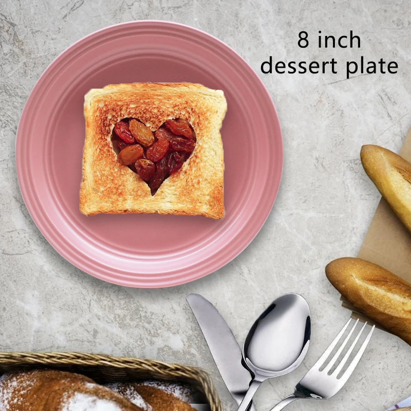 Элегантные Свадебные розовые обеденные тарелки и миски карамельных цветов набор керамической рельефной посуды оптом