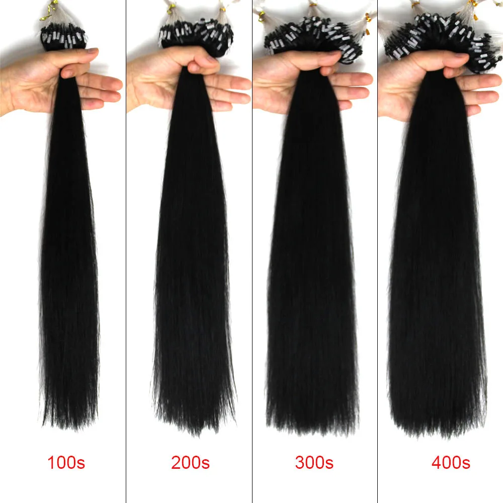 16inch 0.4g/s 100strands Easy Loop/Micro Ring Beads  Human Hair Extensions Straight  Red