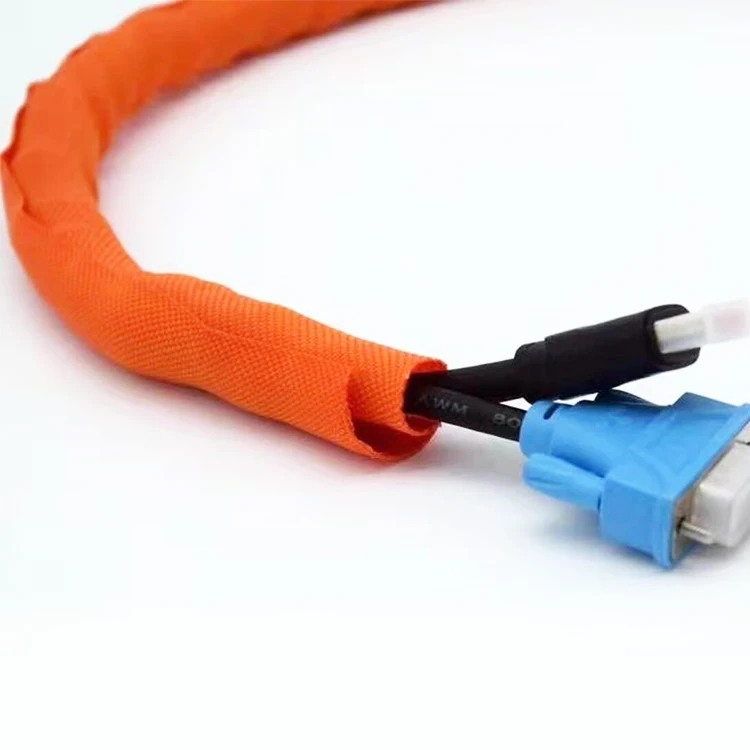 Heat Resistant Self Closing Expandable PP Yarn Polyester Insulated Braided Sleeve Split Wire Loom for cable protection