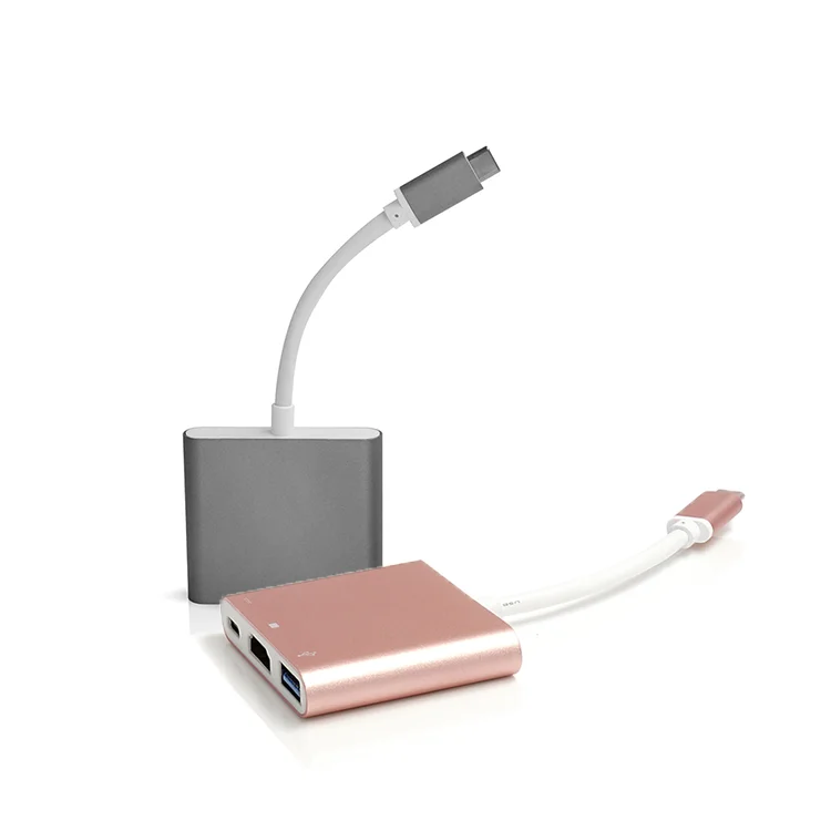 Gray USB HUB 3 in 1 HUB usb type c type-c to hdmi Adapter Cable type c to hdmi converter