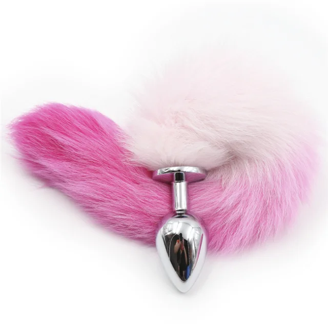 Large size beautiful metal butt plug toy anus with cat tail
