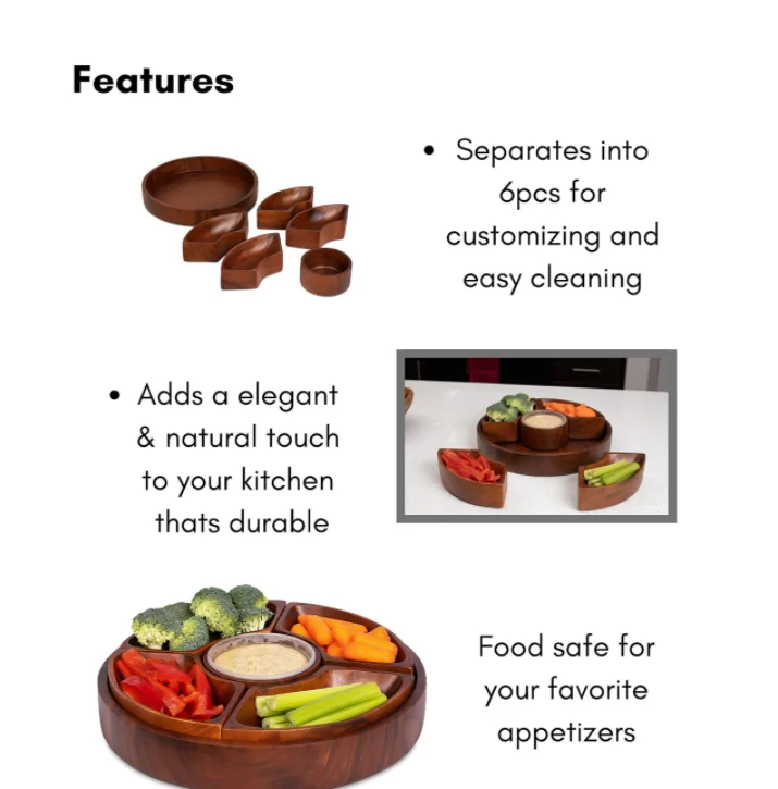 Home Chip and Dip Serving Bowl Set Parties and events Serveware Set Great for Veggies, Cheese Dip, Salsa and Hummus